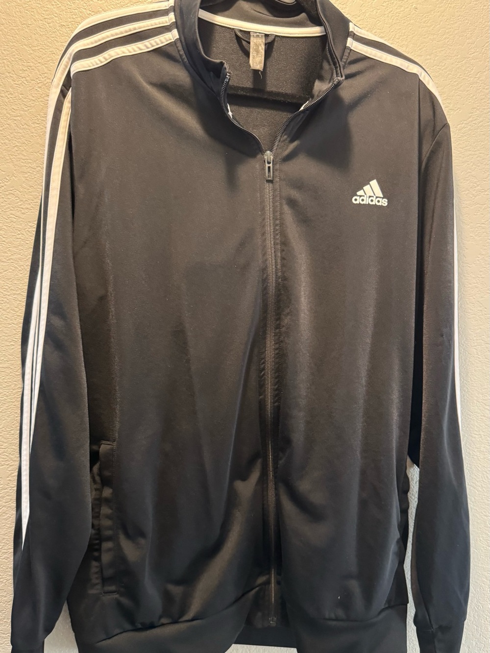 adidas Black Track Jacket with White Stripe Detail